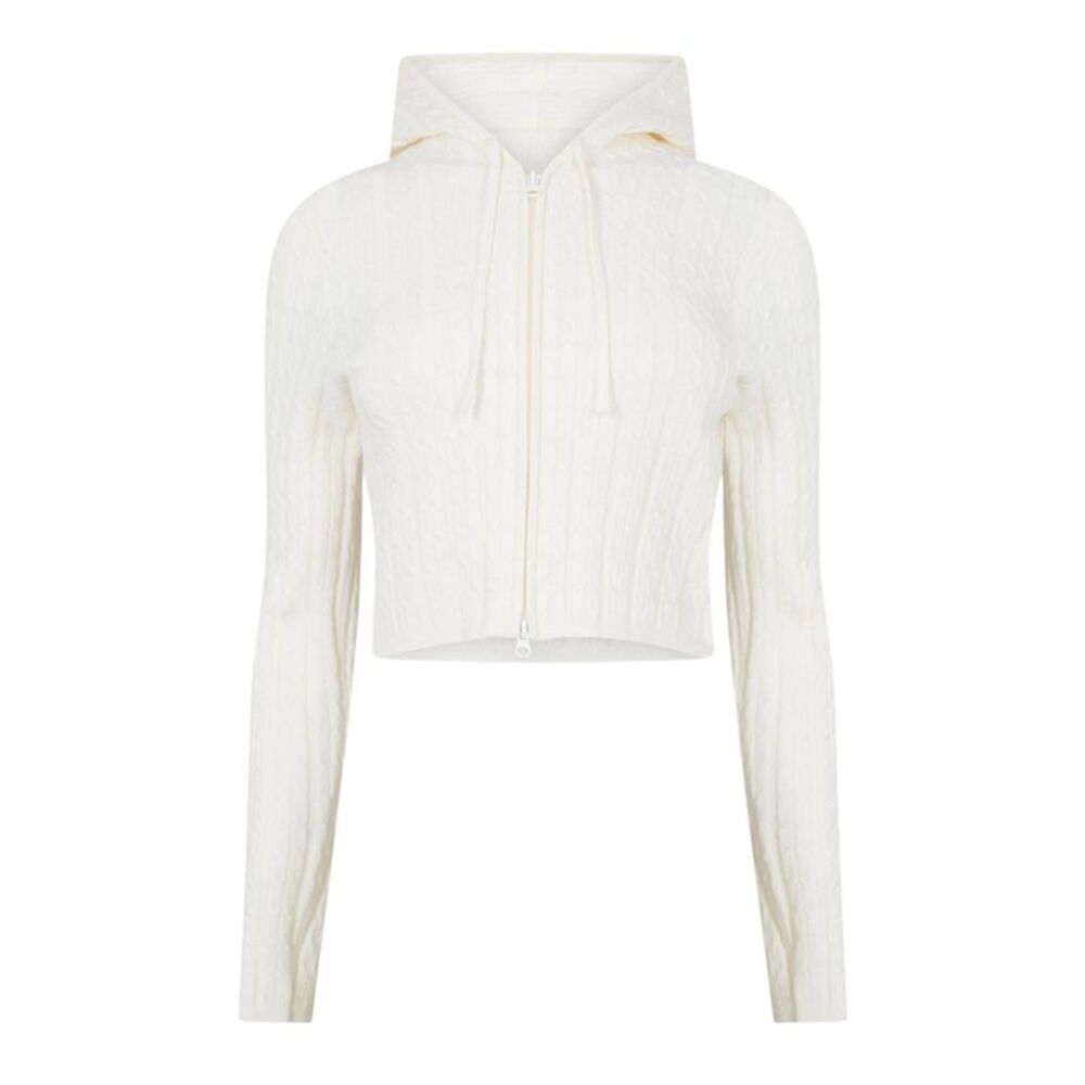 Jack Wills Womens/Ladies Cable Knit Full Zip Hoodie / Vintage White